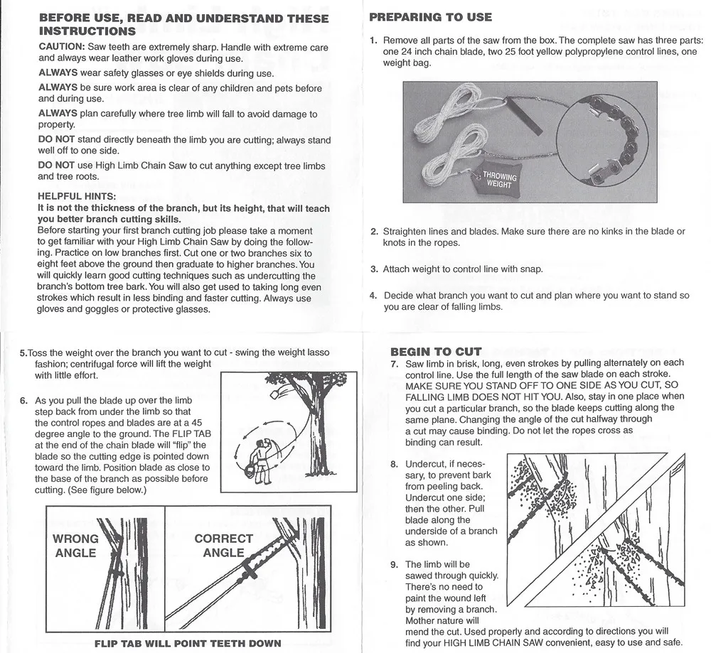 Easyuse High Limb 5m Rope Chain Saw For Cutting High Tree Branches