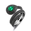 New Style Copper Cubic Zirconia jewelry Emerald Micro Pave CZ Diamond Black Stone ring for women