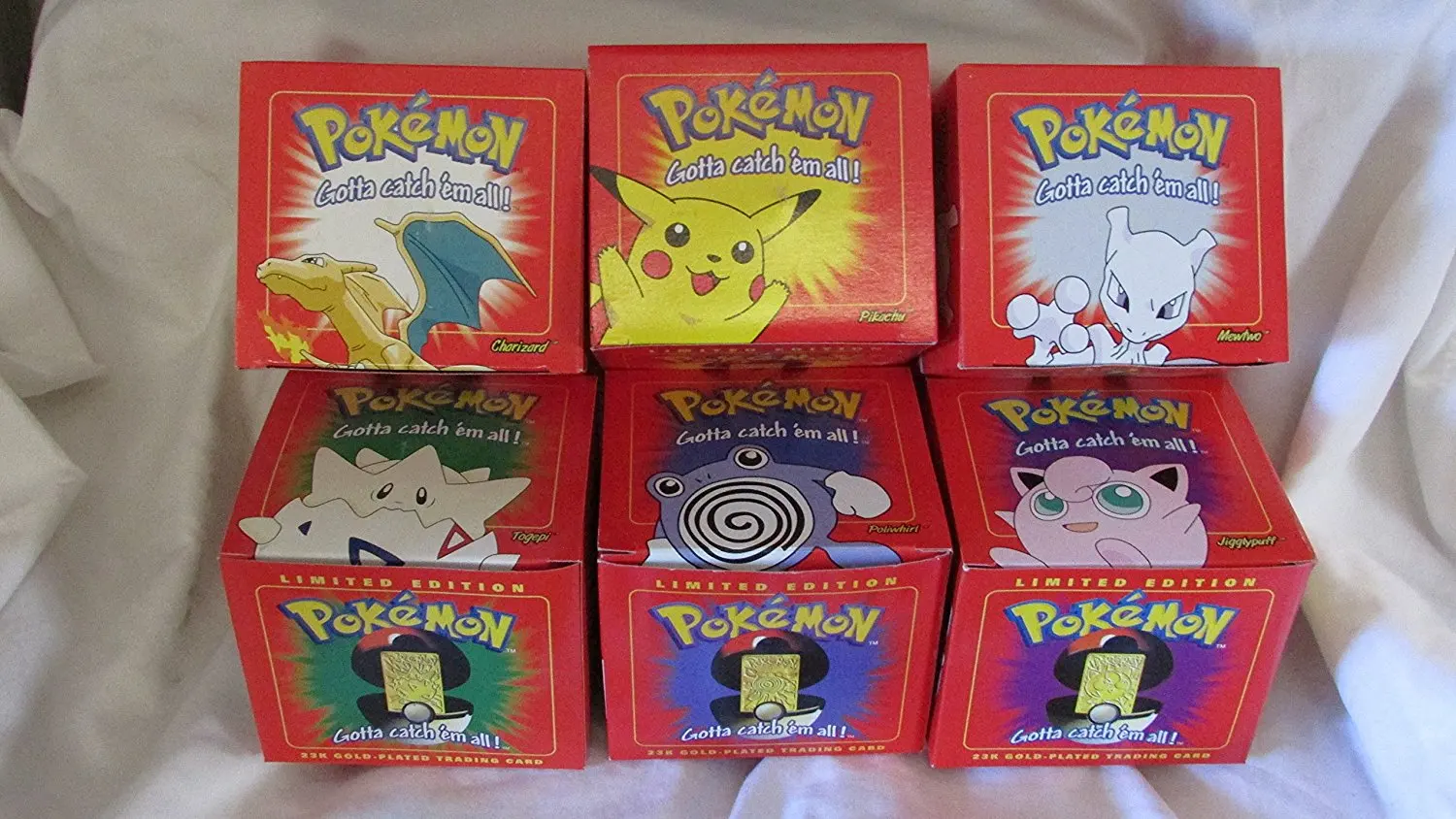 Pokemon 23k gold plated metal Burger King Set of 6 all in red boxes new unopened Pokemon balls each card has a certificate of authenticity