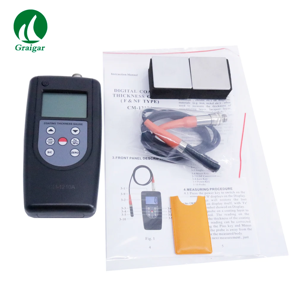 Cm1210a Coating Thickness Gauge Digital Thickness Meter Range 02000um