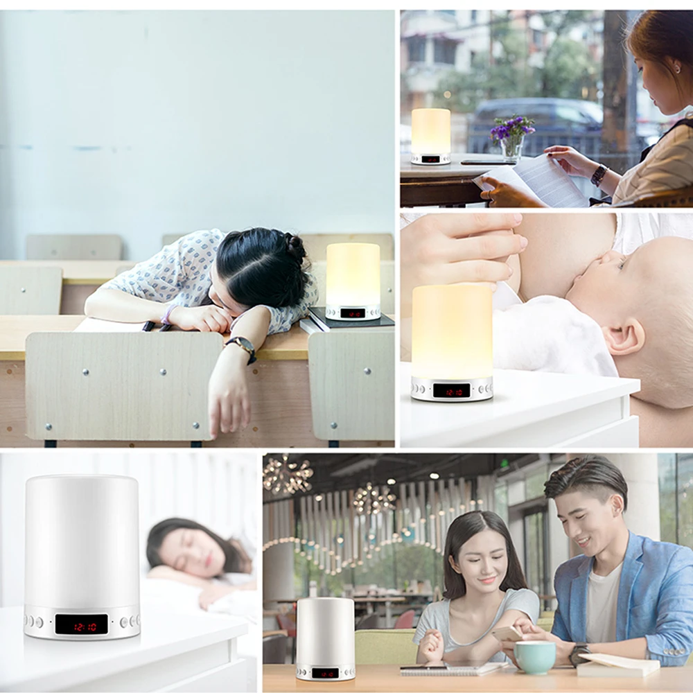 LED light bulb bluetooth speaker multicolor smart lamp mini speaker portable Loudspeaker night light FM radio clock display - ANKUX.COM