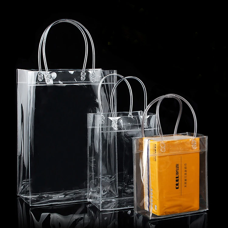China Clear PVC Handle Bag Fashion PVC Tote Shopping Bag DIY