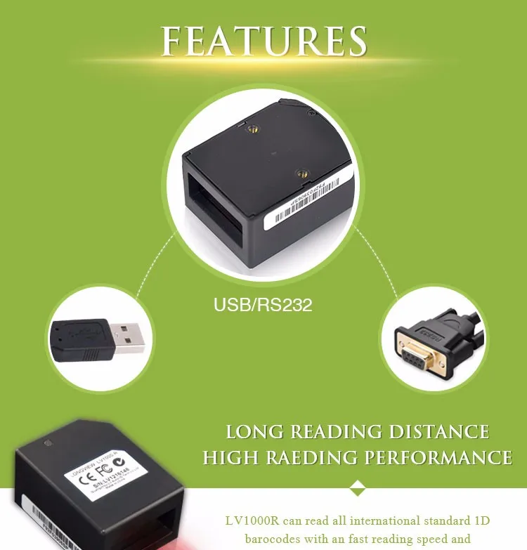 Good Quality USB OEM Barcode Reader Module 1D Barcode Scan Engine with RS232 Interface