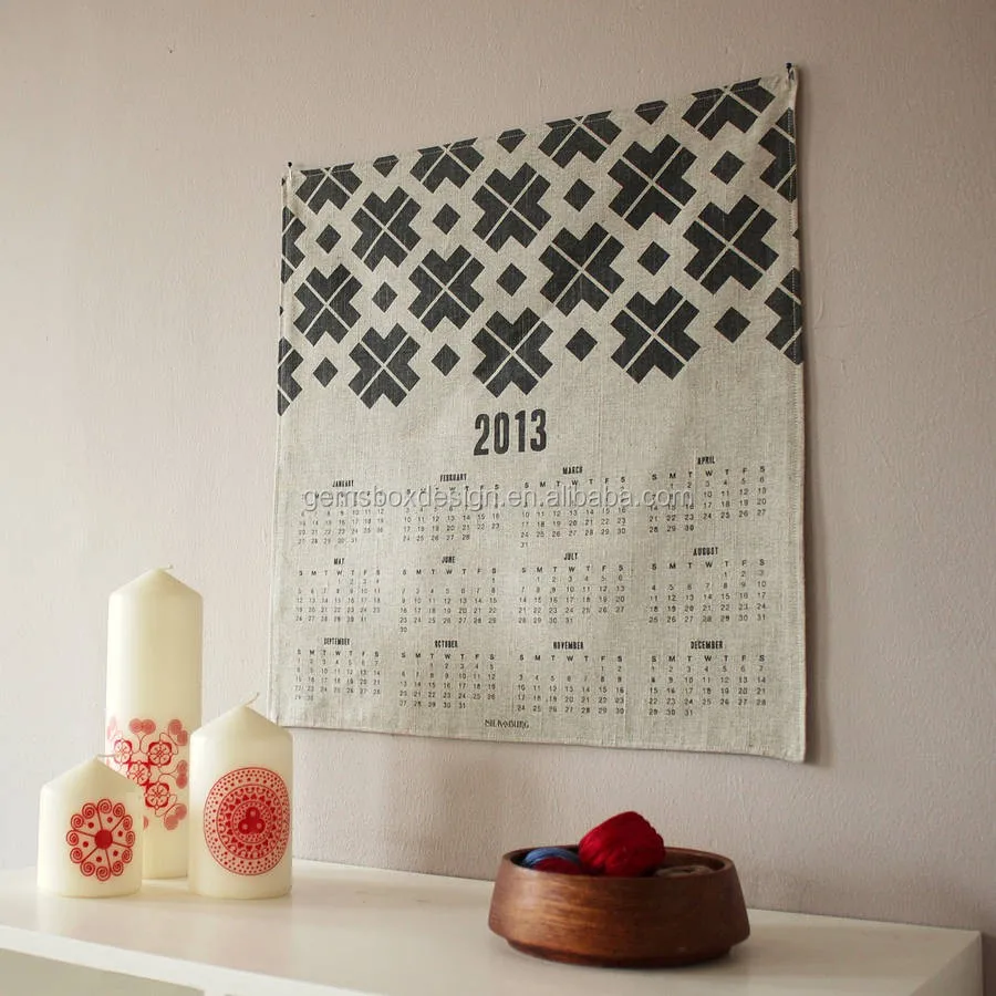 Custom Print Roll Hanging Linen Fabric Wall Calendar Buy Fabric Wall
