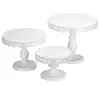 Set of 3 Cake Stands Round Cupcake Stands Metal Dessert Display White Cake Stand