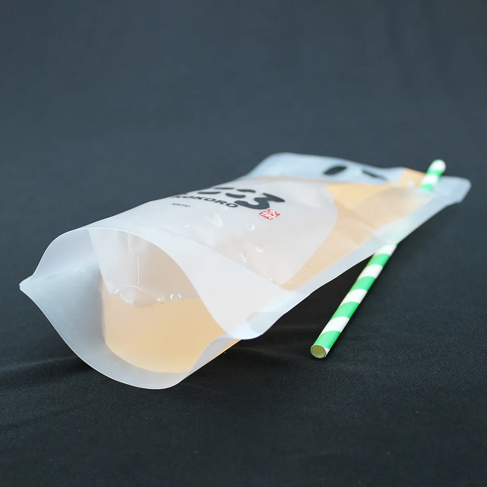 Customized Reusable Clear Ziplock Liquid Drinking Beverage Bag With