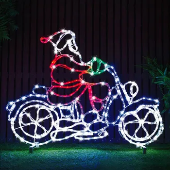 Christmas Lawn Display Animated 2d Light Silhouette Led Motorcycle ...
