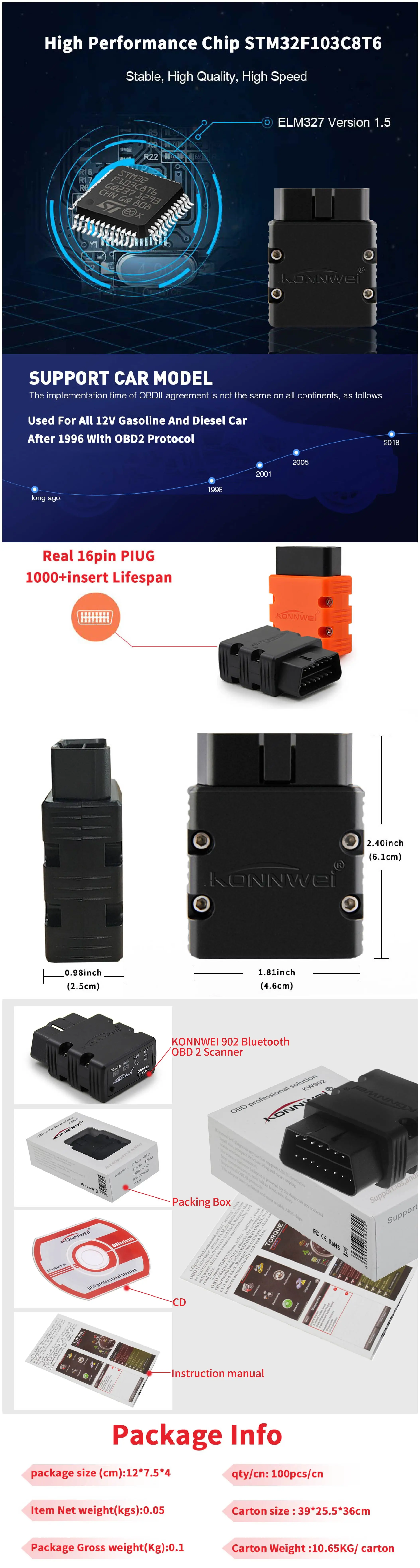 High Quality Obd Ii Bluetooth Diagnostic Car Scanner Tool Obd Car
