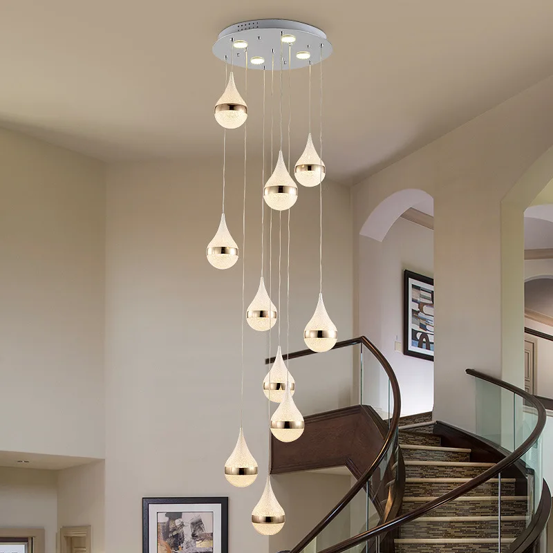 Post-modern light crystal chandelier lights for lobby hallway stairs villa project home decoration led pendant light