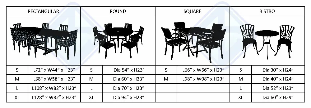 Size - Table Set Cover