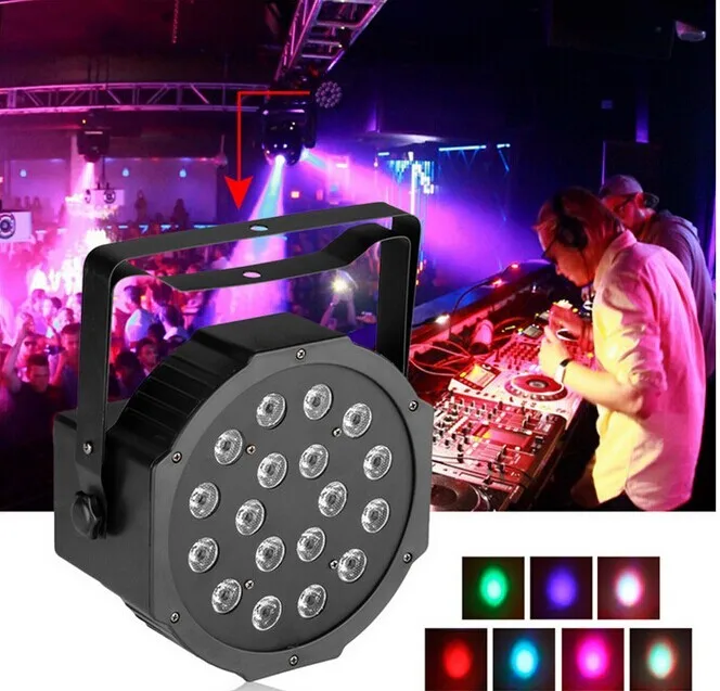 18*3w Rgb Led Stage Light 110v 220v Par Light With Dmx512 Master Slave Flat Dj Equipments For