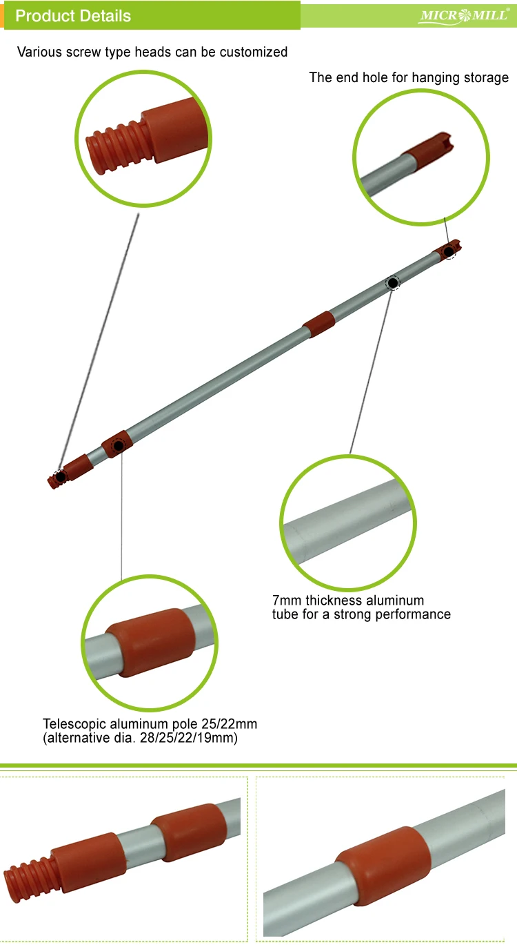 2019 Heavy Duty High Extension Pole Floor Clean Ceiling Aluminum Broom