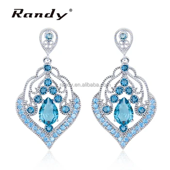 Luxury Earrings Light Blue Diamond Jewelry Drop For Women Luxury Earrings Light Blue Diamond Jewelry Drop For Women