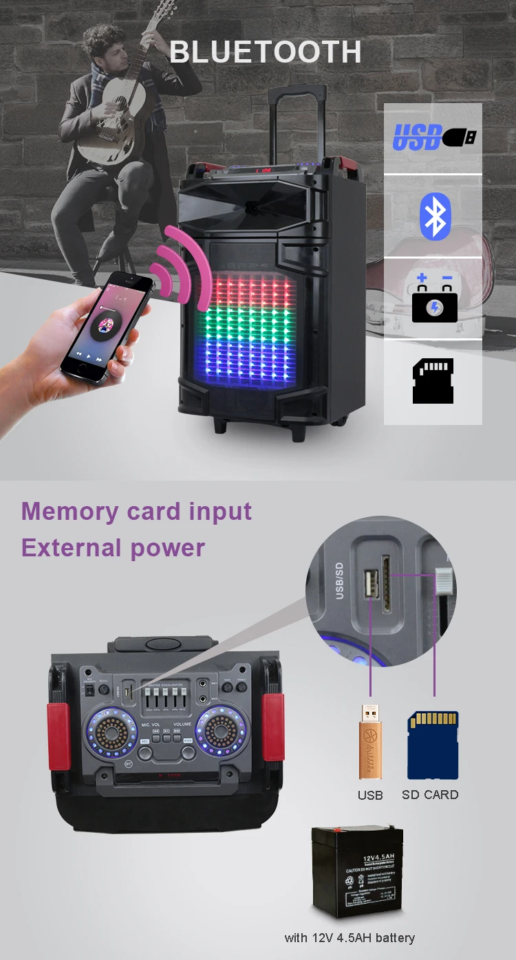 outdoor 12 inch rechargeable wireless super bass bluetooths speaker - ANKUX.COM