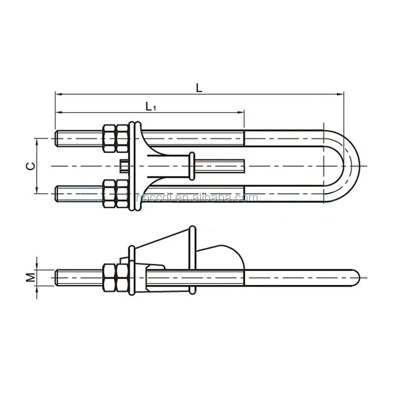 Hot Dip Galvanized Steel Adjustable Nut Type Wedge Clamp / Ut U Bolt
