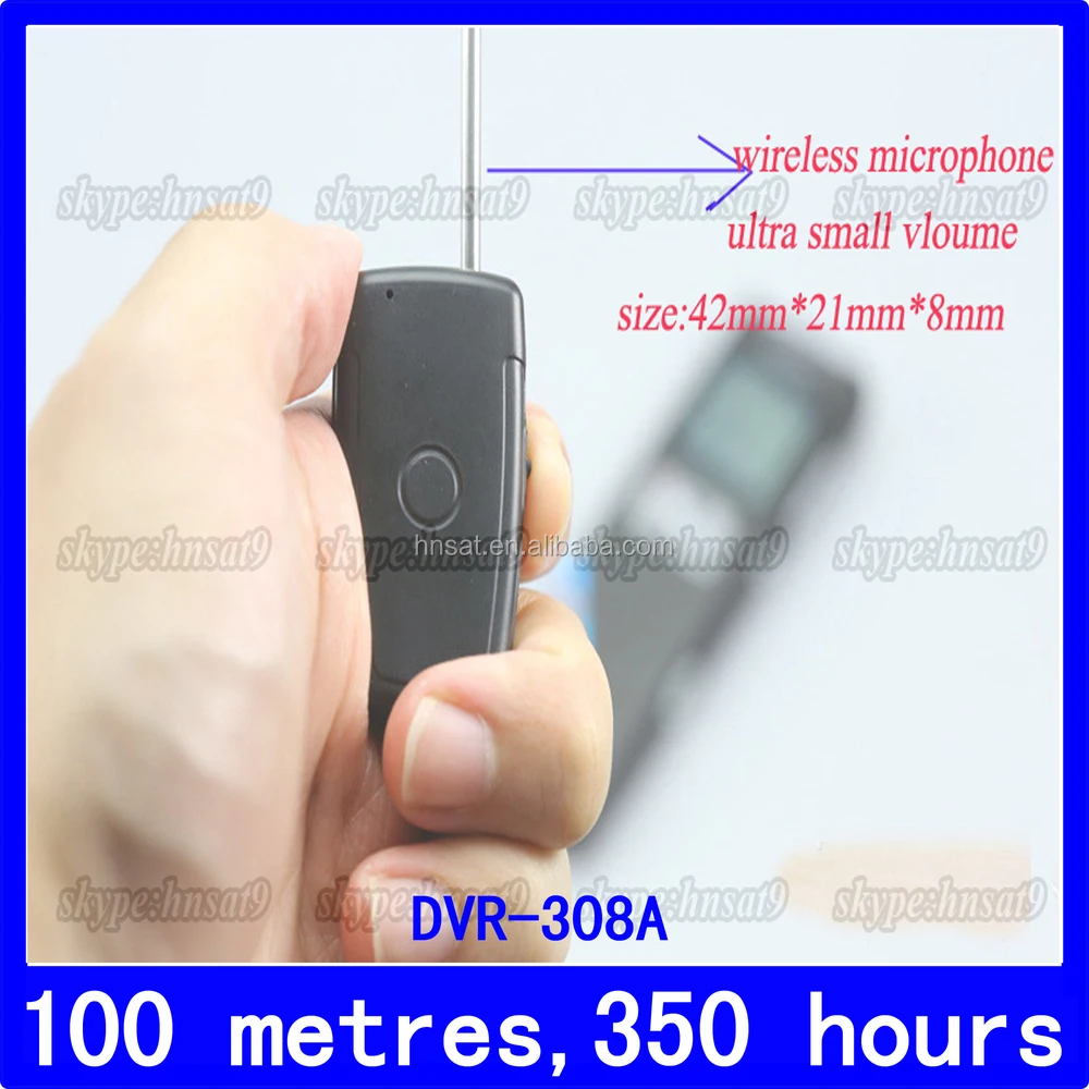 350 Hours continous recording and 100m wireless microphone long distance recording digital voice recorder with remote control