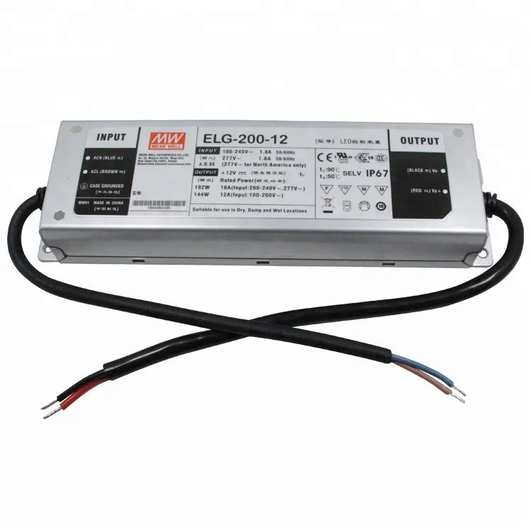 Mean Well ELG-200-48A 48 Volt IP65 48V 200 Watt LED Driver For LED Bay Light