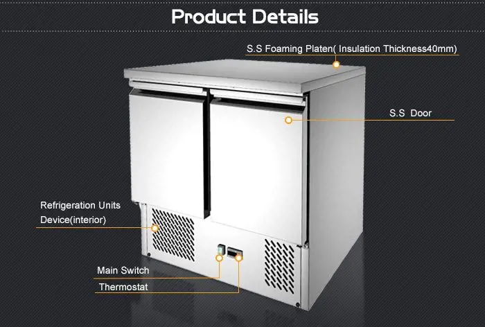 CE Certified Stainless Steel Kitchen Refrigeration Equipment Salad Workbench For Hotel Restaurant