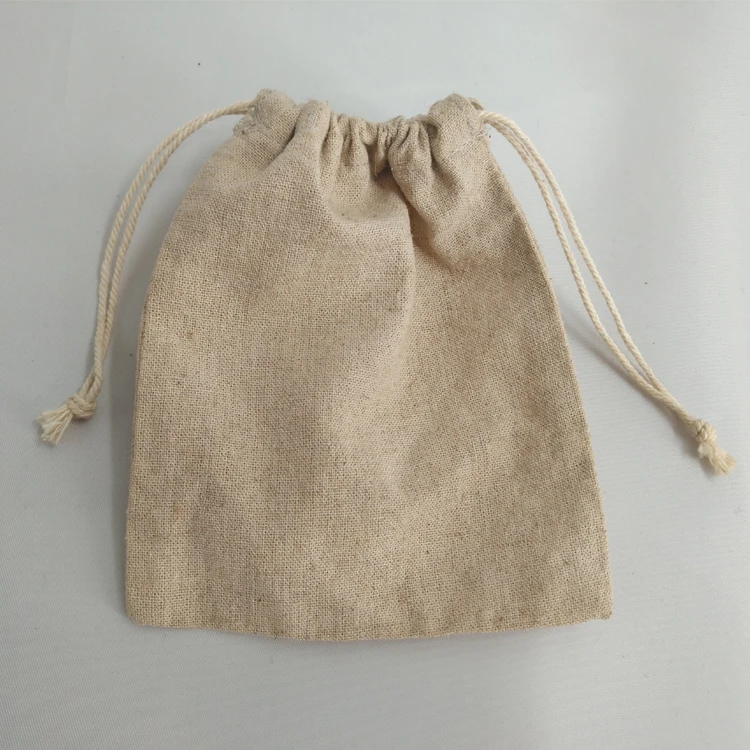 Natural Linen Burlap Bags with Jute Drawstring for Gift Bags