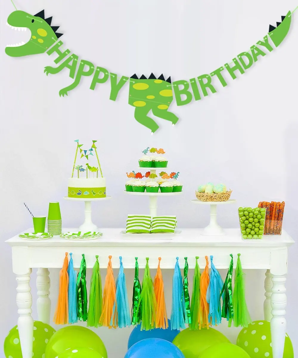 Download Banners Signs Dinosaur Happy Birthday Banner Party Supplies Decorations Dino Jungle Jurassic Garland Party Decor