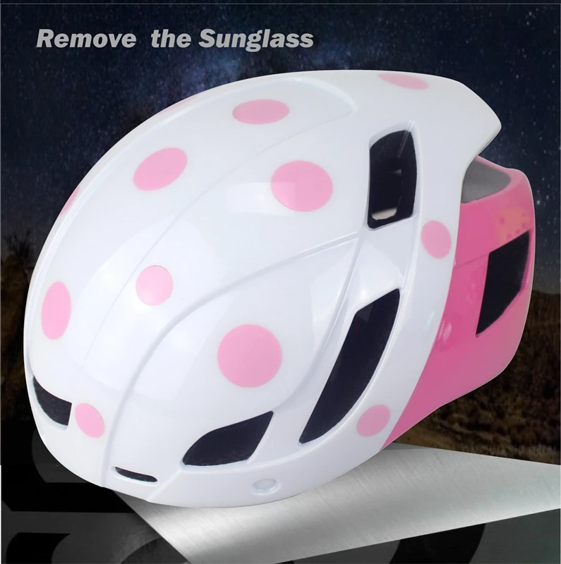 2017 Pink Aero Road Bike Helmet With Detachable Goggles Shield Visor Un