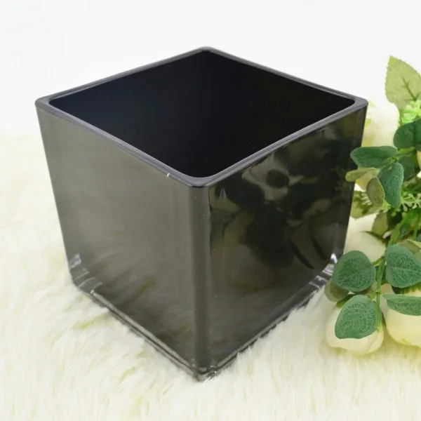 Square Glass Vase With Black Color Yf0533 2 Buy Vase With