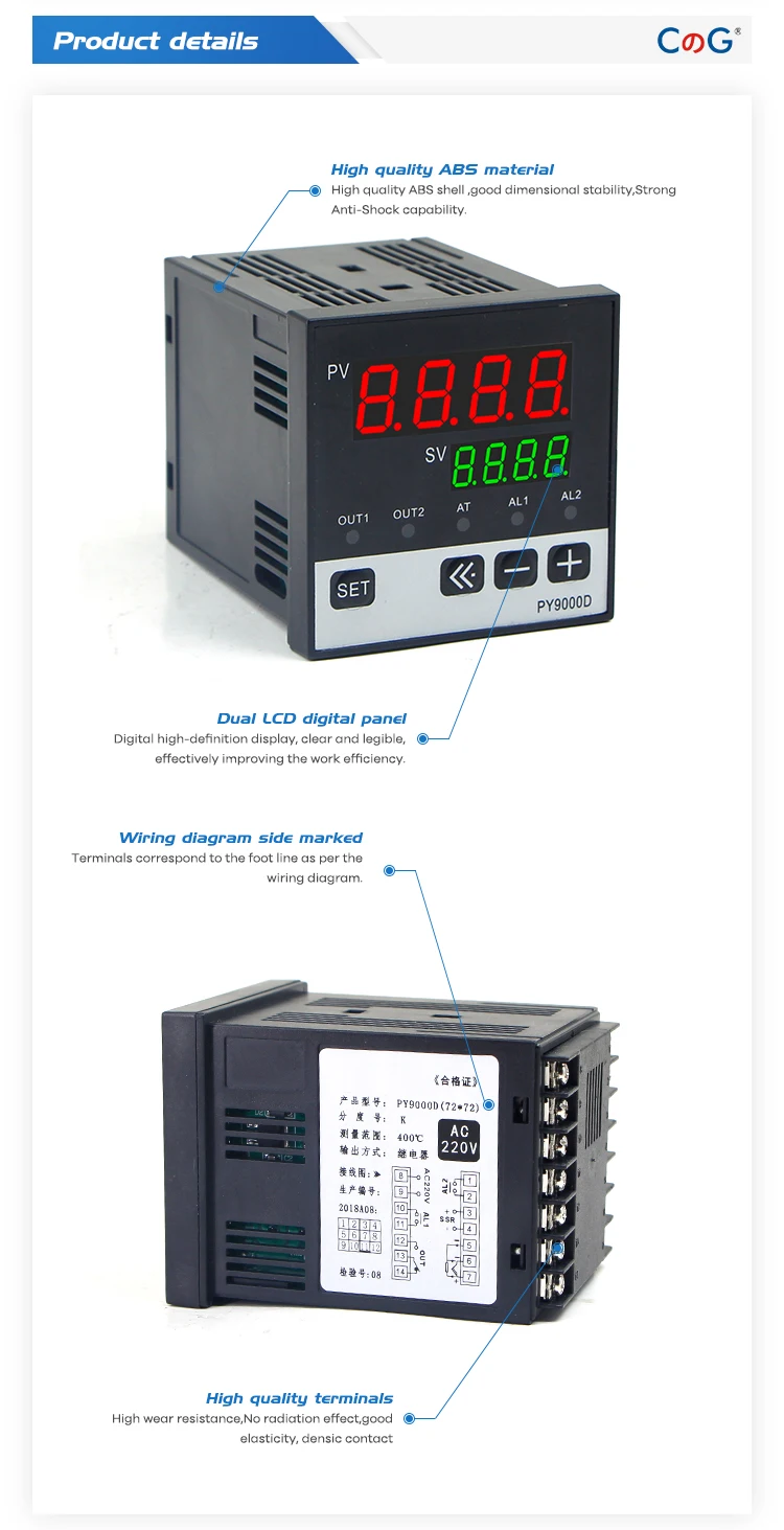 CG PY9000D PID Digital Temperature Controller PT100