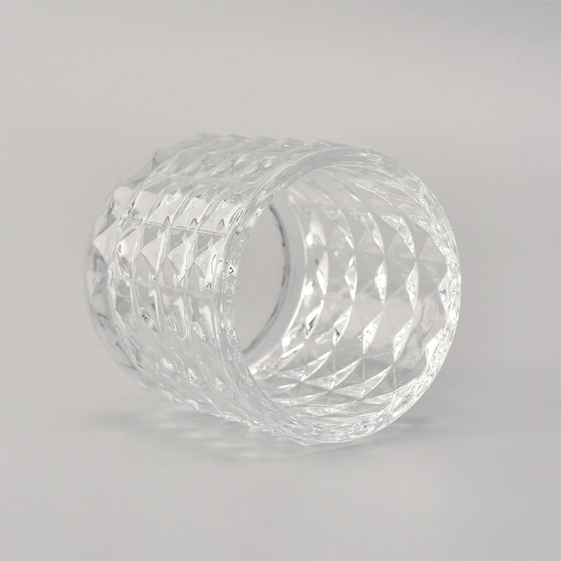Clear diamond glass candle jars wholesale for home decoration