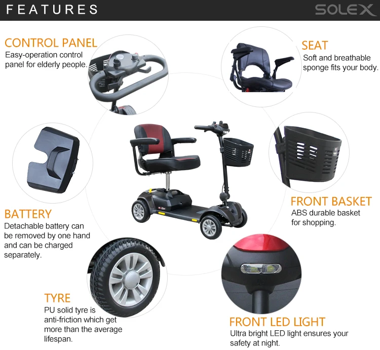 Wholesale UK PG Control 24 V Mobility Disabled Scooter For Elderly People