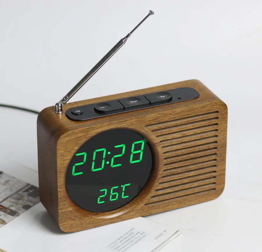 wood radio clock