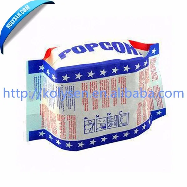 Logo printed microwave popcorn bags /greaseproof paper popcorn packaging bags for 70g 120g