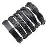New Design Fashion Black Braided Leather Bracelet Bangle Jewelry
