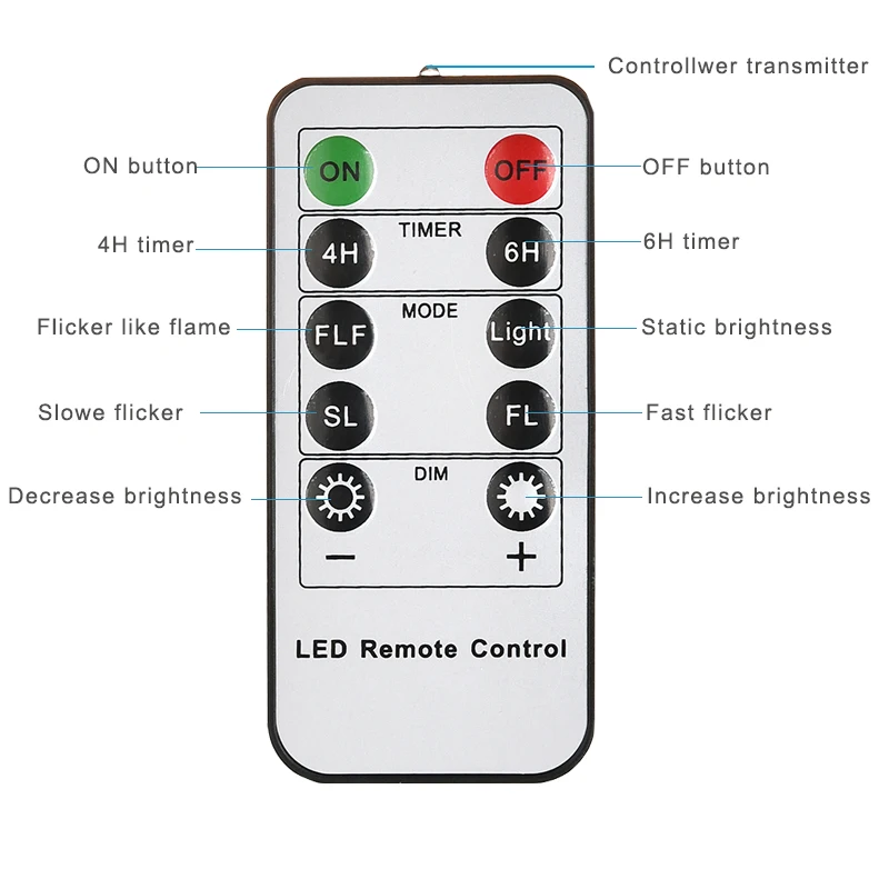 Remote Control Led Taper Candle Battery Operated Flicker Flameless