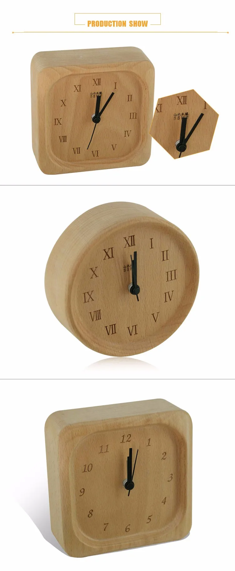 Handmade Wooden Digital Alarm Clock Antique Desk 2018 New Design Solid Table On