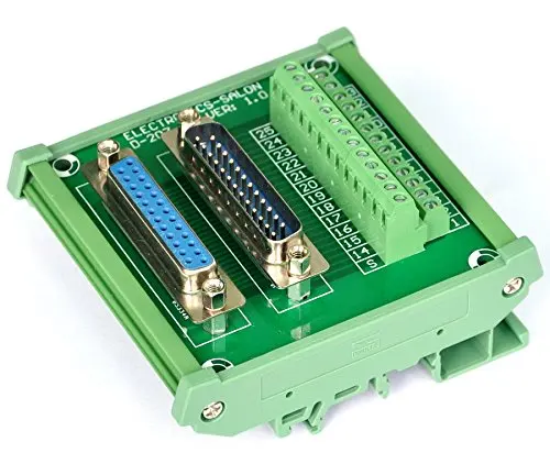 Electronics-Salon DB25 D-SUB DIN Rail Mount Interface Module, Male / Female, DSUB Breakout Board.
