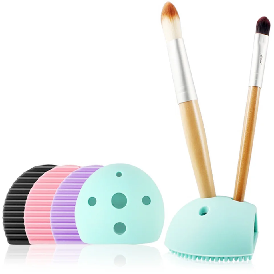 5 Holes Brush Cleaner Silicone Makeup Brush Egg With Brush Holder Buy