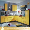 Modern Bright Yellow Aluminium Handle Kitchen Set Cabinet
