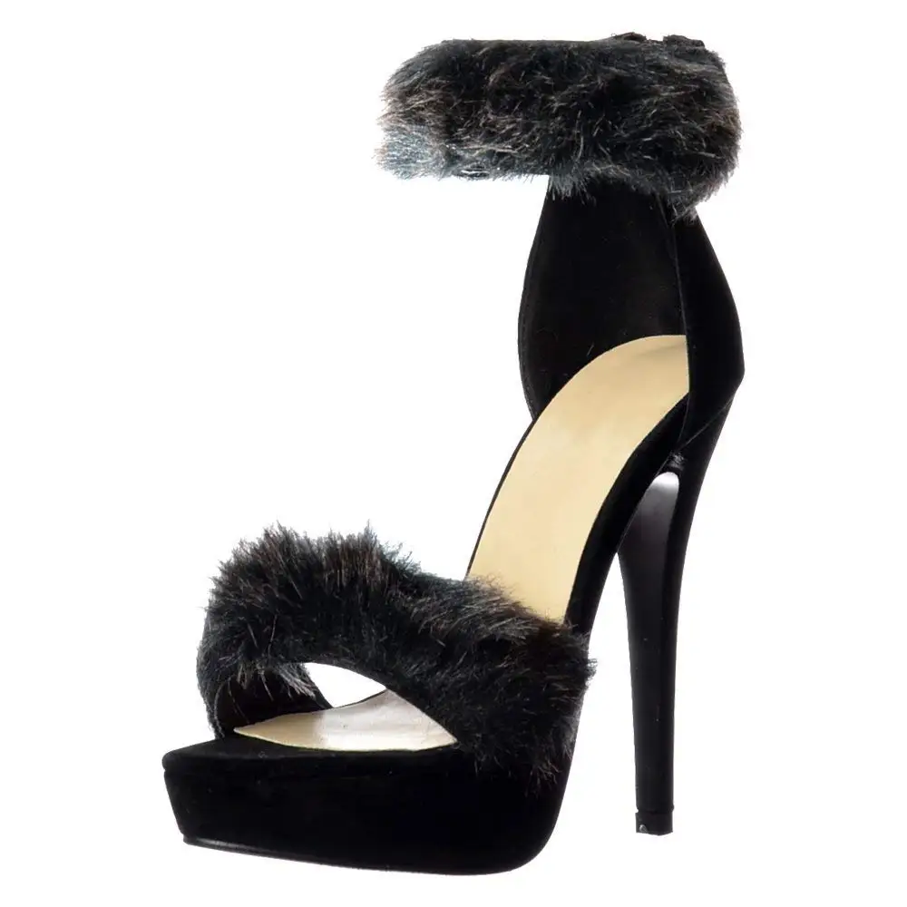 heels with fur on toe