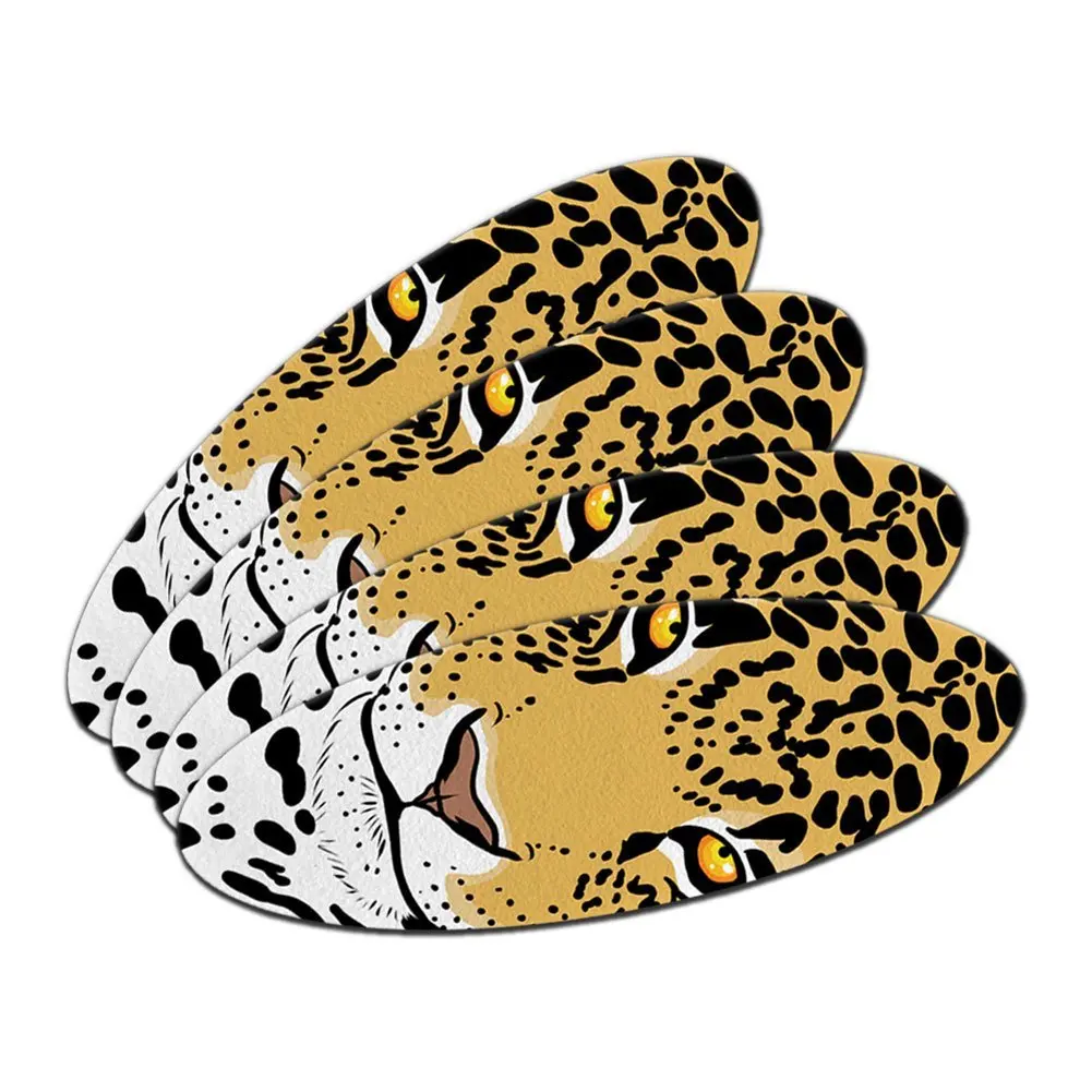 Leopard - Big Cat Double-Sided Oval Nail File Emery Board Set 4 Pack