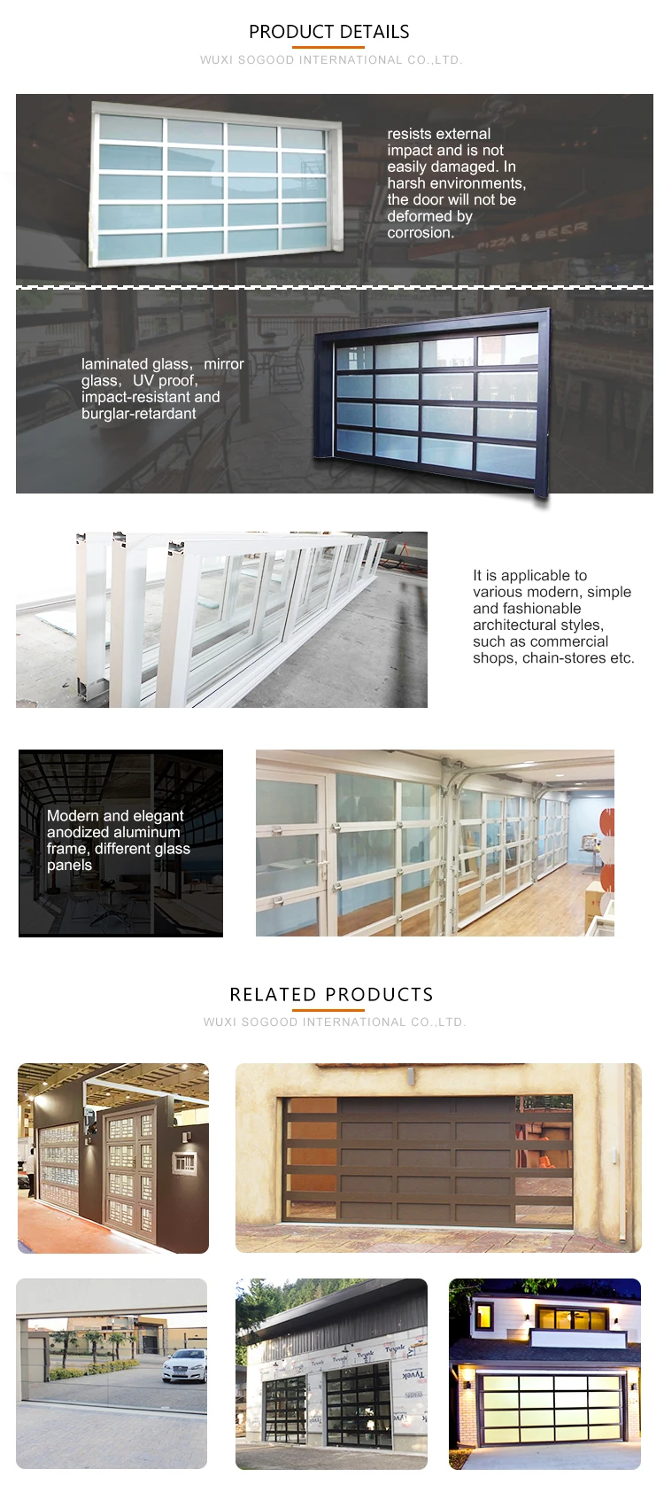50mm Aluminum Frame Aluminum Frameless Glass Garage Door Price Buy