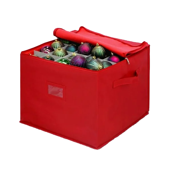 Top Zipper Canvas Red Ornament Ball Organizer,Household Christmas