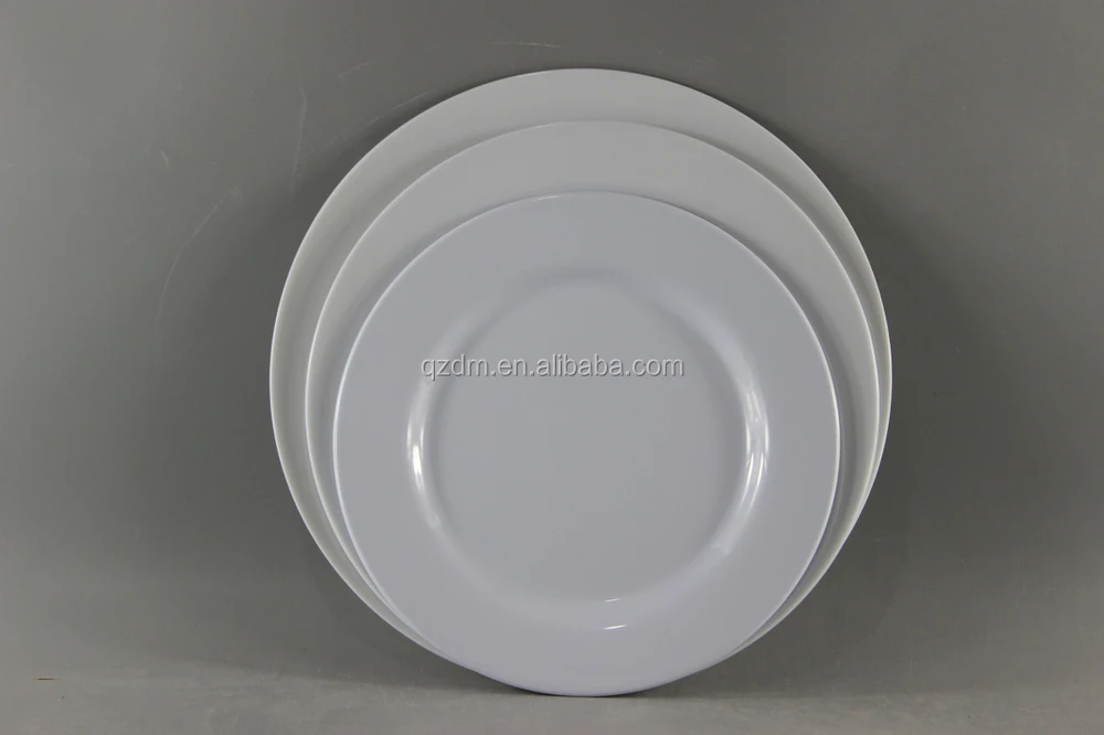 White Melamine Round Dish Set Of 3 Sizes,A5 Quality