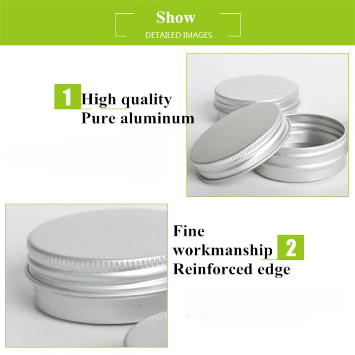 Luxury 10g 20g 30g silver aluminum can with screw lid for food