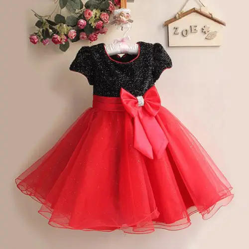 NEW font b Fancy b font Bling Bridesmaid Wedding Party Bow Girls Kids Princess Gown Full