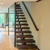 Stylish design carbon steel beam wood step straight staircase