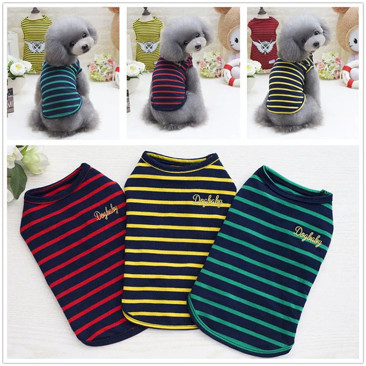 Wholesale Old Navy Striped Dog Clothes For Summer Soft Cotton Puppy Tshirts Vest Buy Dog
