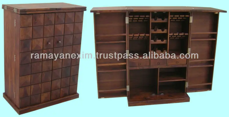 Wooden Wine Cabinet Wine Rack Bar Counter Bar Table Set Bar