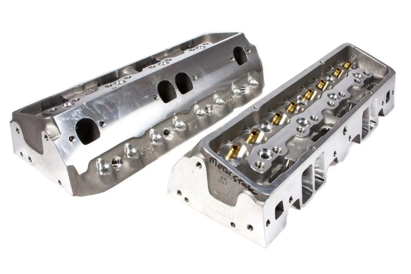 BRODIX DS 225 Bare Aluminum Cylinder Head SBC 2 pc P/N 1320000. 