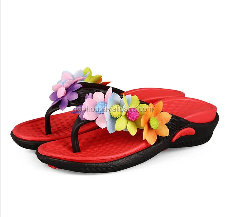 big flower flip flops