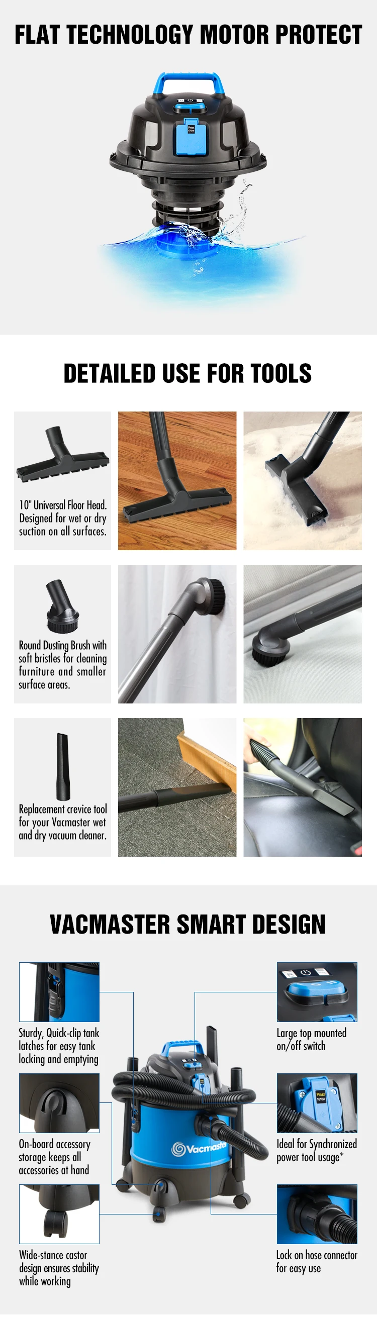 Vacmaster 1200w Stand High Power Suction Blower Warehouse Table Handle